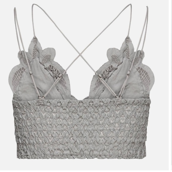 FREE PEOPLE FP One Adella Lace Bralette in light gray. Size large new with tags - Picture 3 of 15